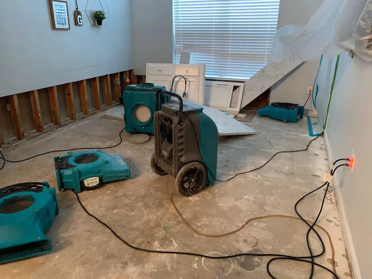 Dehumidifier in flood-cut room for Water Extraction & Removal in Pecan Grove
